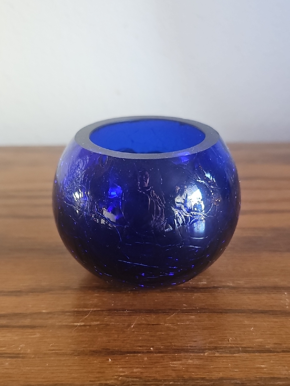 Gorgeous Designs Cobalt Blue Crackle Glass Votive Holder Tote 4
